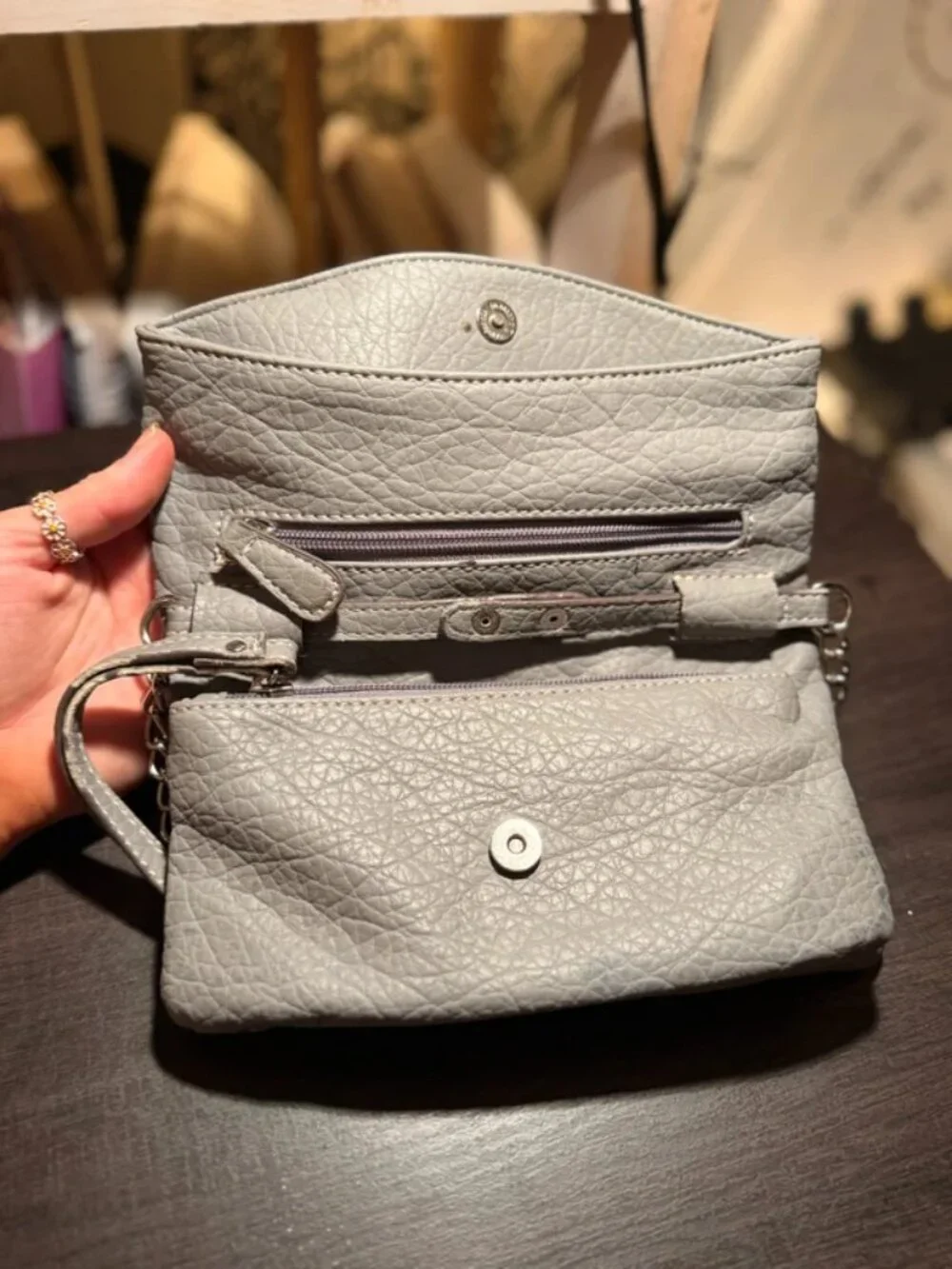 Grey Nine West Crossbody Clutch Nappy Bag Purse